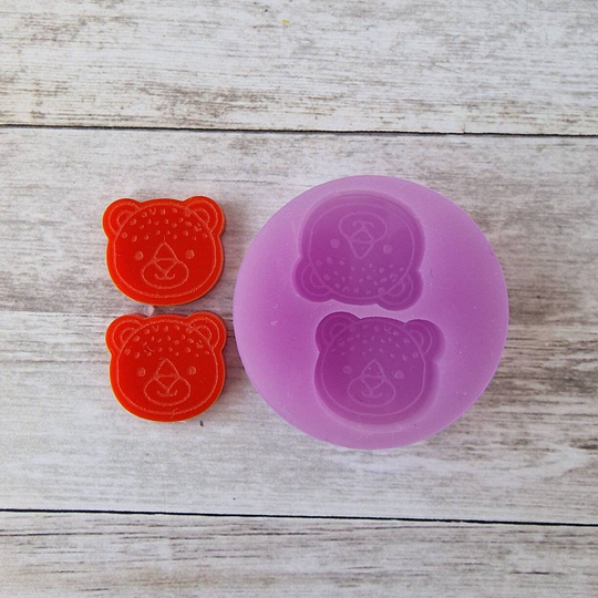 stud Earrings Resin Mold - 15mm Leopard Mold, Animal Flexible Silicone Polymer Clay Supplies, Supplies