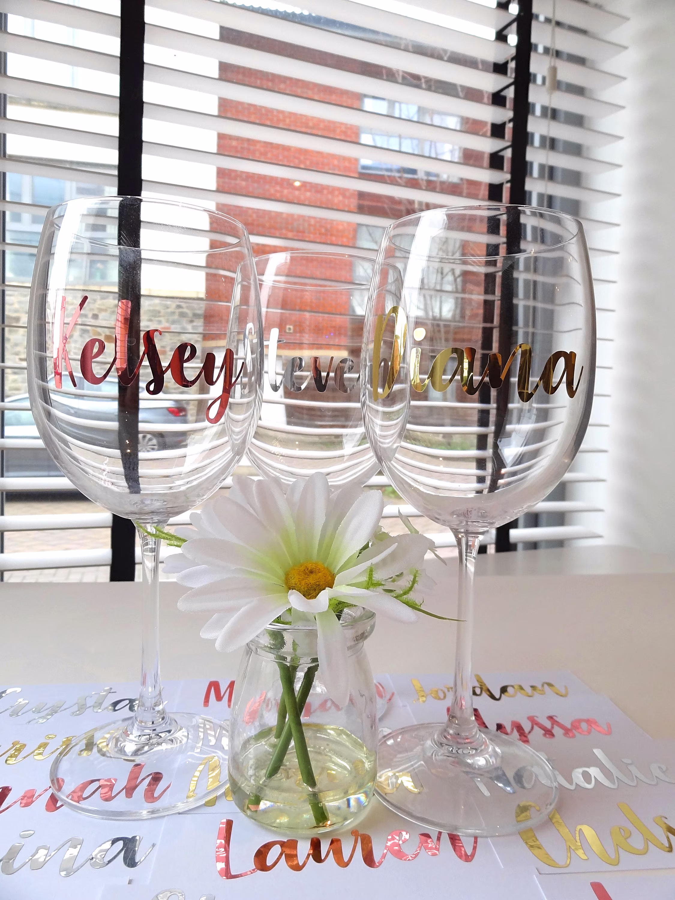Wine Glass Name Stickers, Wedding Favour, Custom Decal, Water Bottle Personalized Glasses, Champagne Flute, Hanger Stickers