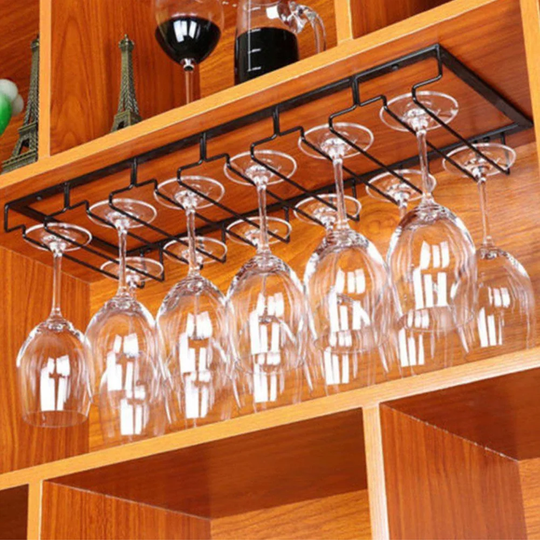 Tobin Hanging Wine Glass Rack in Black