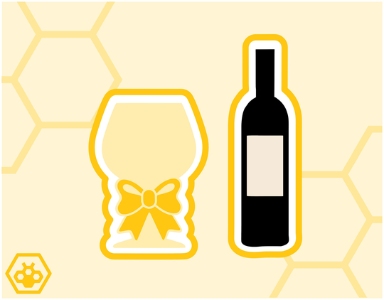 Wine Glass & Bottle Cookie Cutter Set | With Bow