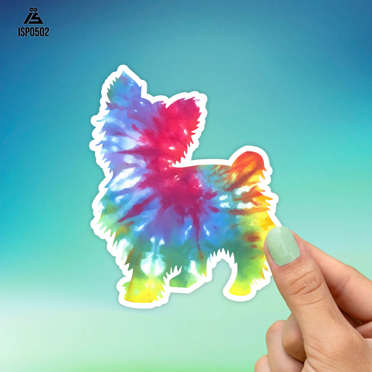 Yorkie Tie Dye Sticker, Best Friend Gift, Dog Stickers, Cute Animal Decals, Macbook Decal, Laptop Water Bottle Sticker