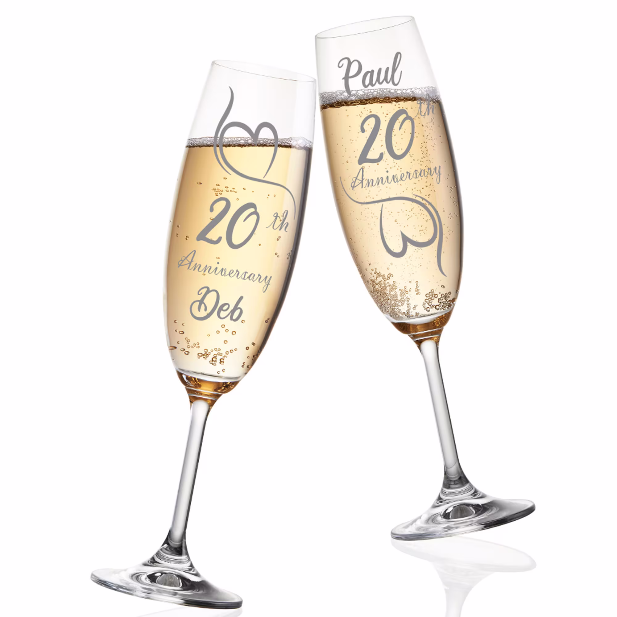 Personalised 20Th Wedding Anniversary Engraved Champagne Glass Gift Set | 20 Years Married Flutes Couples