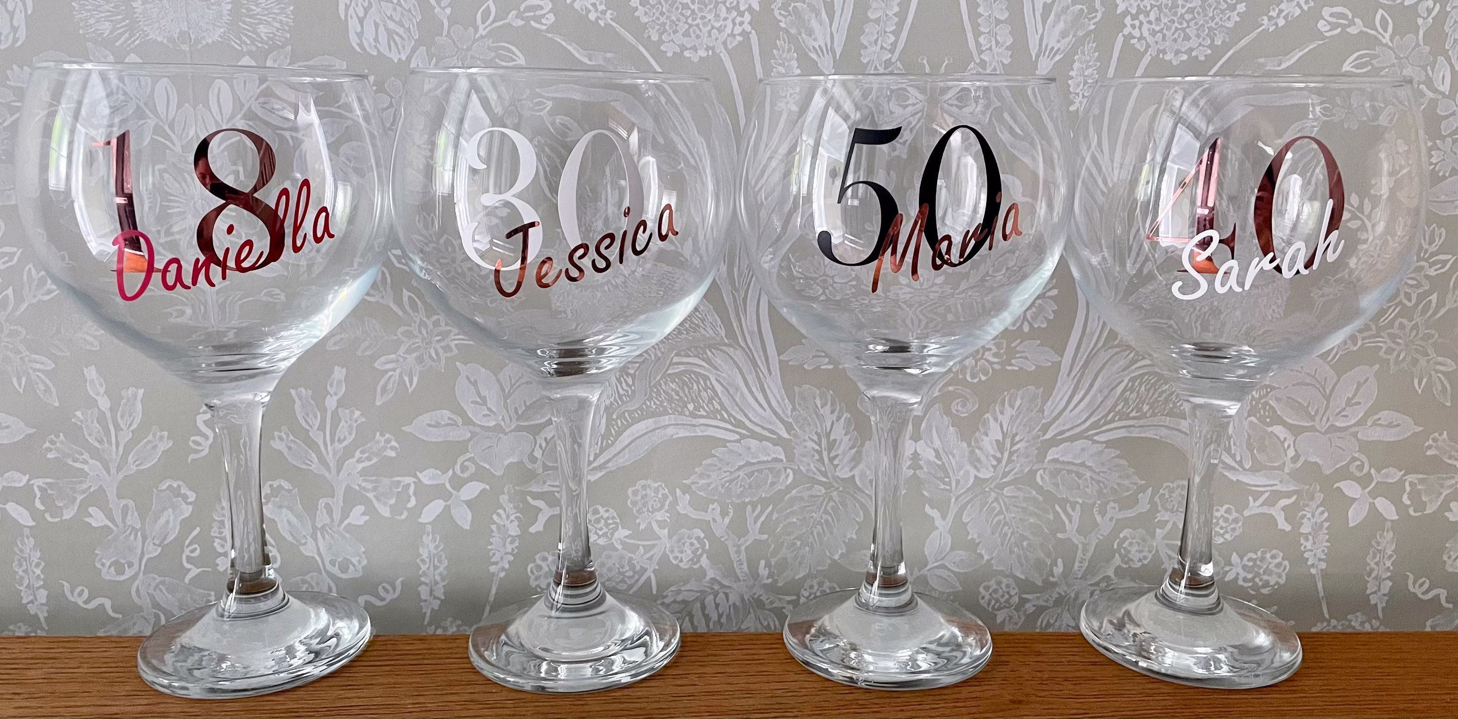 Personalised Age Gin Glass Birthdays 18 30 40 50 60 Etc Any Age Perfect For Special Gifts