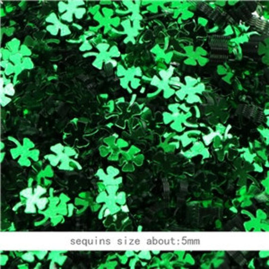 Green St. Patrick's Day 5mm Clover Shamrock PVC Confetti, 1/2 Or 1 Oz, Shaped Glitter, Table Scatter, Shaker Pack Confetti