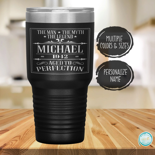 Personalized 80Th Birthday Gift For Men, Tumbler Dad, Grandpa, Brother, Friend, Uncle, Aged To Perfection 1942 Insulated Mug