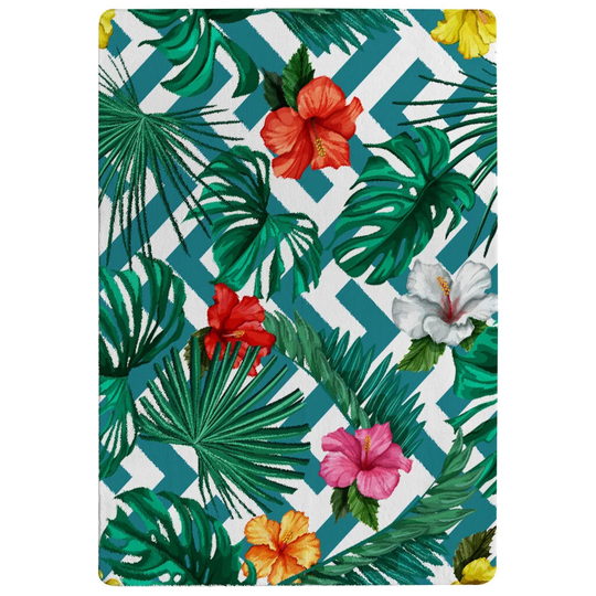 Polk Tropical Leaves and Geometrics Shaggy Green Rug