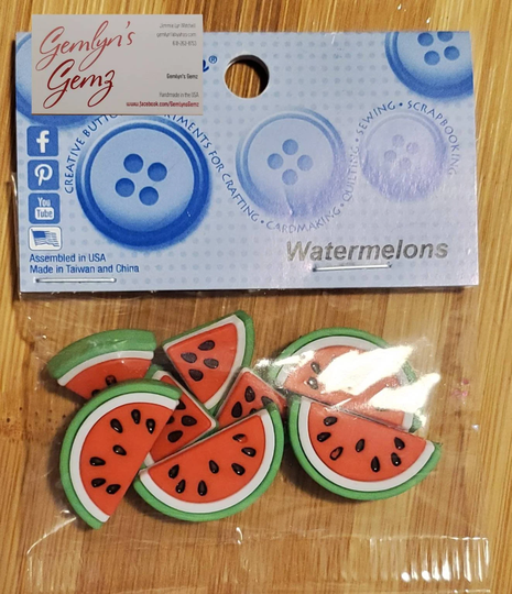 Watermelon Slices Wedges Button/Embellishments