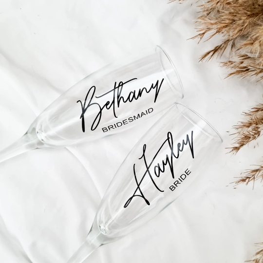 Personalised Champagne Flute - Custom Glasses Bridal Party Bridesmaid Or Maid Of Honour Gifts