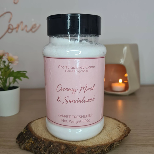 Creamy Musk & Sandalwood Carpet Freshener Vegan Friendly Musky Luxury Shaker Shake N Vac Deodorizer Floor Fragrance