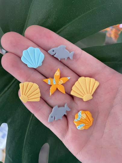 Seaside Magnets | Fridge Or Notice Board Novelty Marble Effect Stationary, Shells, Starfish, Beach Pebbles, Sand, Sharks, Fish