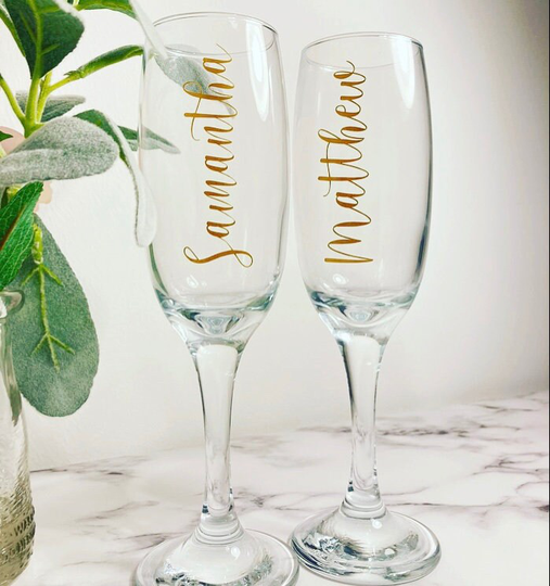 Personalised Champagne Flute Glasses, Bridal Party, Bridesmaid Proposal, Birthday Gifts, Celebration Glass, Wedding Glass