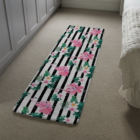 Lederman Flamingos Designer Shaggy White/Purple Rug