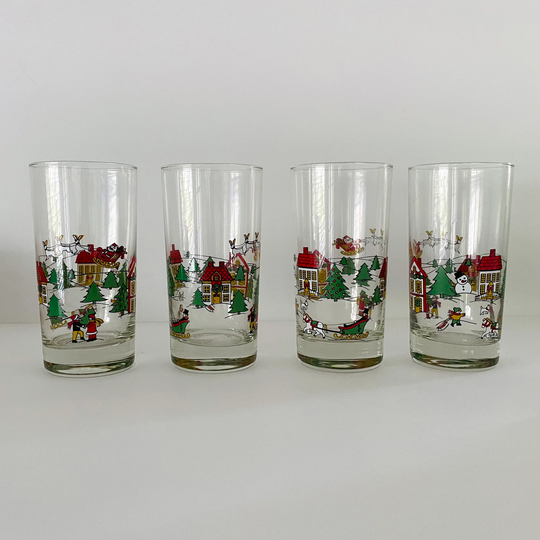 Set Of 4 Vintage 1988 Christmas Glasses