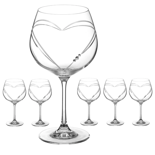 Hearts 610ml Lead Free Crystal Gin Balloon Glass