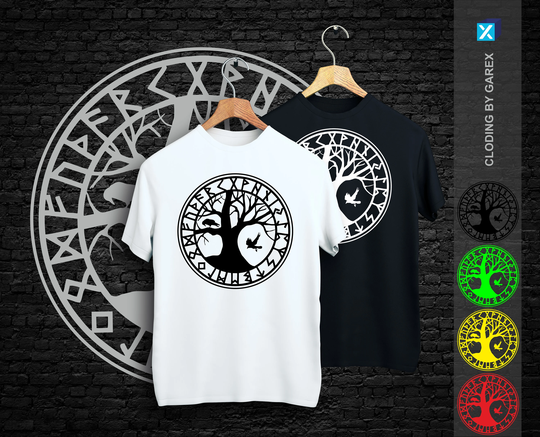 Black Or White Yggdrasil Tree Of Life T - Shirts/Tops Warrior Norse Alternative Metalhead Punk Pagan Unisex