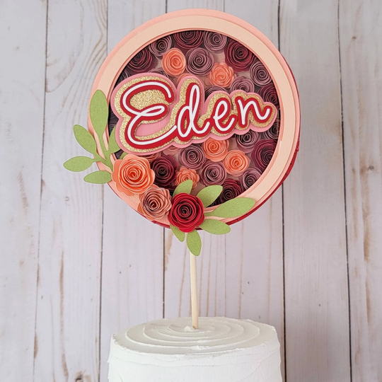 Flower Shadow Box Centerpiece Cake Topper