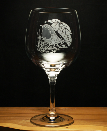 Robin Bird Wildlife Engraved Gin Copa Glass 755Ml Gift
