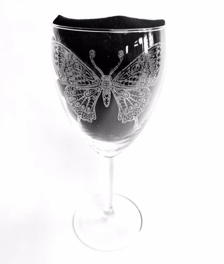 Butterfly Mandala Engraved Glassware, Etched, Gift. Wine, Pint, Whiskey, Beer, Tankard, Gin, Vase, Personalised