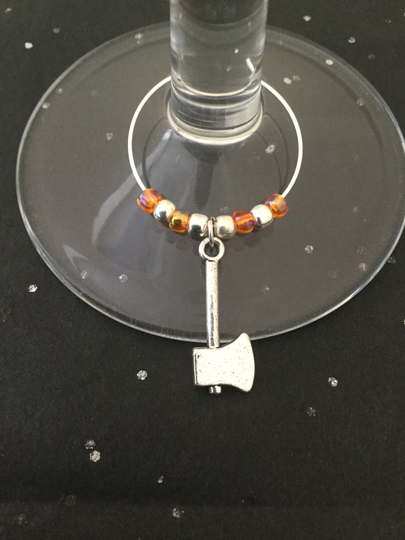 Axe Wine Glass Charm/Charms Decor Halloween Gift Goth Lover