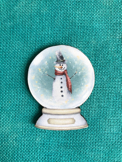 Snowman | Christmas Snow Globe Wooden Needle/Cover Minder