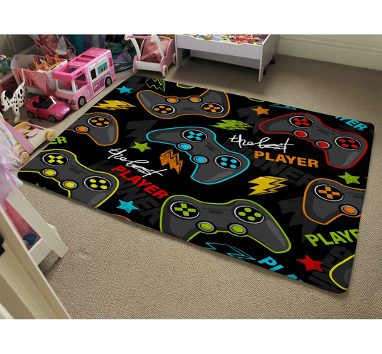 Hulbert Joystick Game Designer Shaggy Black Rug