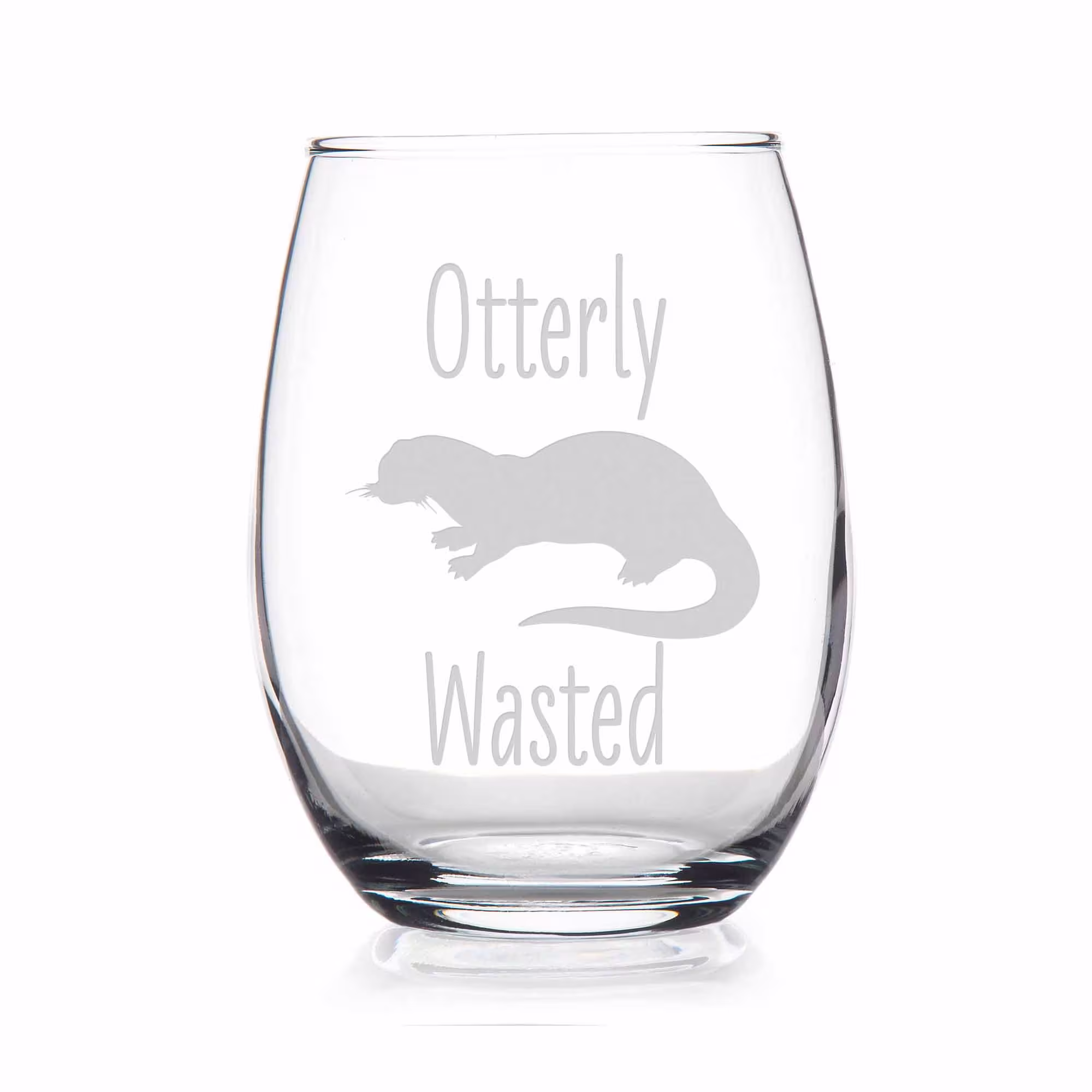 Otterly Wasted Stemless Wine Glass - Otter, Otter Glass, Birthday Gift, Best Friend Funny Bff Gift