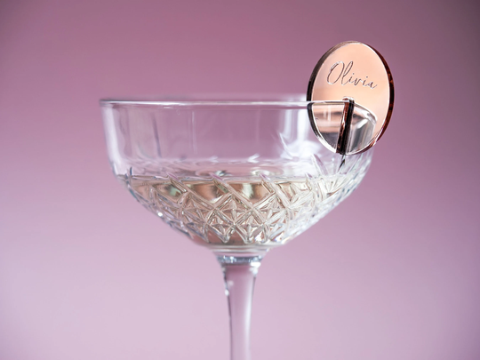 Acrylic Engraved Wedding Place Setting, Personalised Name, Drink Tag, Alternative To Card, Drinks Charm, Topper