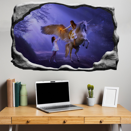 Fairies Magical Horse Pegasus Unicorn Wall Sticker Mural Poster Decal Room Office Nursery Decor Id141