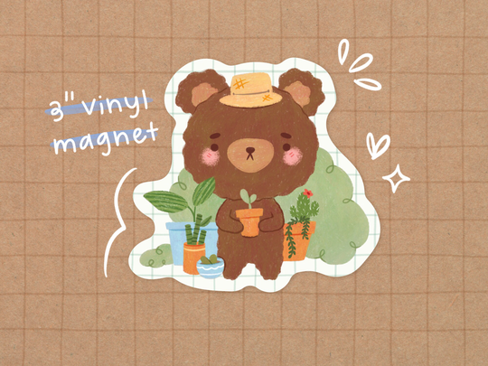 Bear Garden Vinyl Magnet | Kawaii - Cute Stationery Waterproof Sticker Animal