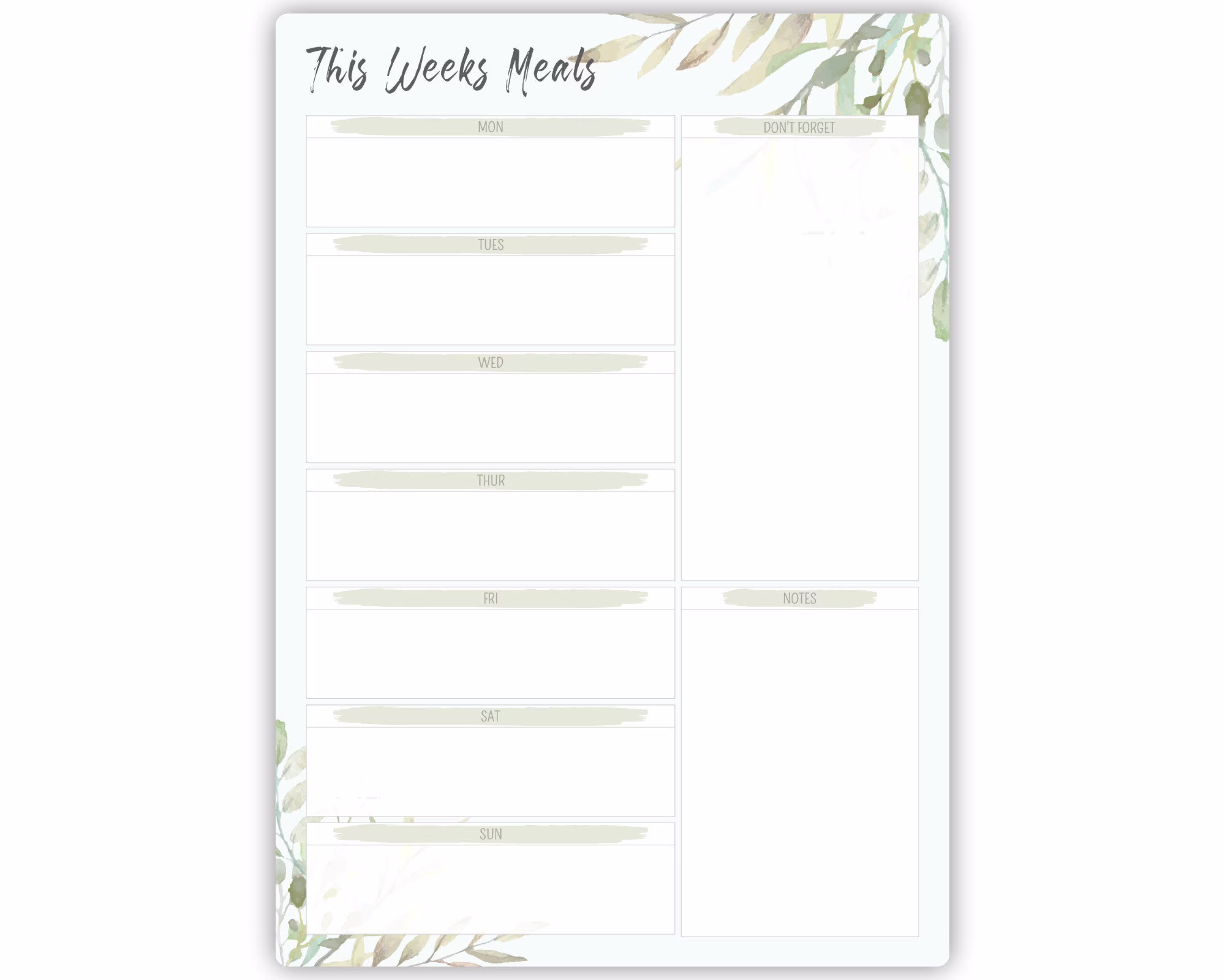 Personalised Weekly Family Menu Meal Planner A4 Whiteboard - Write & Wipe Clean Food Organiser Dry Erase Shopping List Notes Board