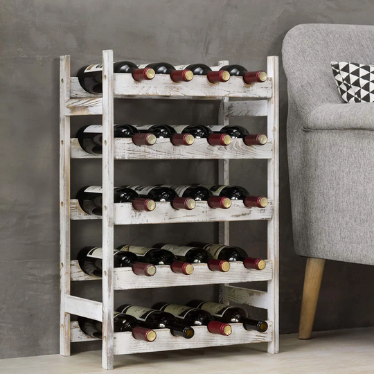 Norvel 2 Bottle Floor Wine Bottle & Glass Rack in White