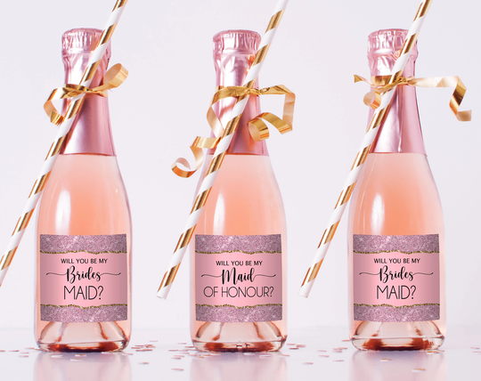 Mini Labels Will You Be My Bridesmaid Gift- Champagne Bottle Labels - Will Gift Maid Of Honour