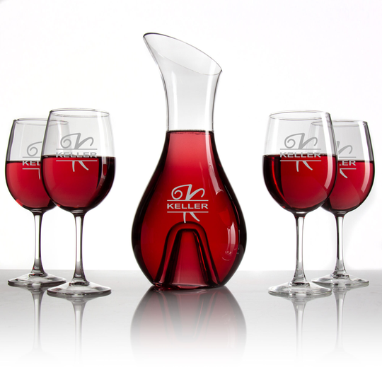 Aerating Wine Decanter With Optional Glasses - Vintage Monogram Wedding Gifts For Couples Luxury Housewarming Holiday Ideas