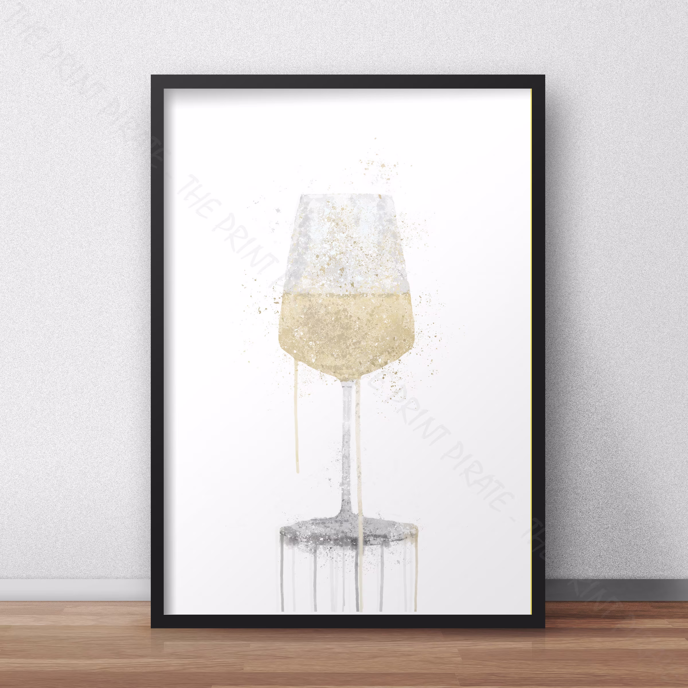 White Wine Glass Print, Watercolour Splash Wall Art, Kitchen, Dining, Bar, Home Decor, Poster, A5, A4, A3, A2 Sizes