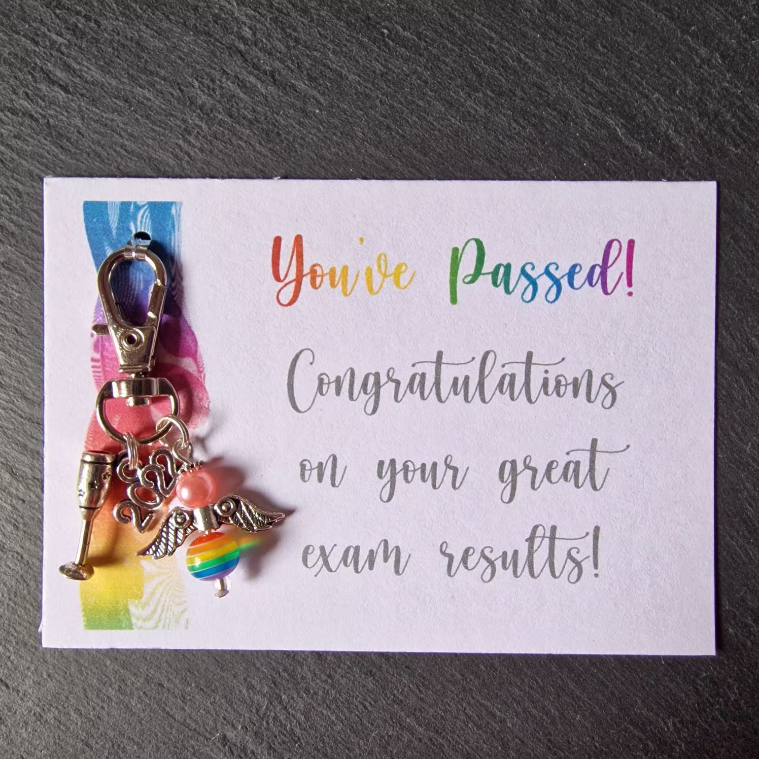 Congratulations On Your Exam Results You Passed Keyring Keychain 2022 Champagne Celebration Gift Keepsake