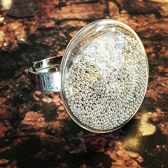 Silver Bead Shaker Ring