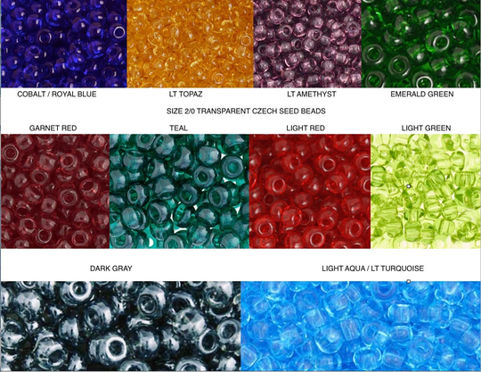 Sz 2/0 Tr Garnet Red Emerald Teal Green Amethyst Aqua Turquoise Gray Cobalt Royal Blue Lt Topaz Czech Seed Beads Bracelet