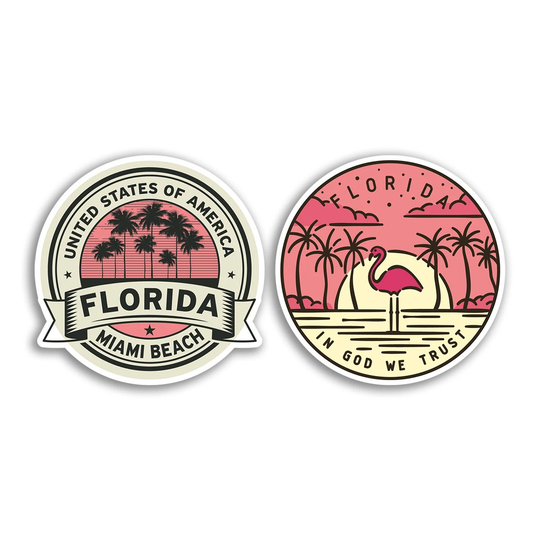 2 X 10cm Florida Vinyl Stickers - Usa States America Map Flag Holiday Travel Adventure Luggage Scrapbooking Boys Girls Gift Sticker #78762