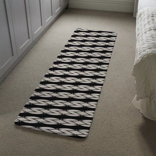 Lindeman Rope Pattern Designer Shaggy White/Black Rug