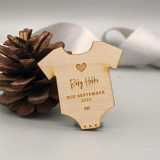 Baby Announcement | Wooden Save The Date Magnet Invitation | Handwritten Font