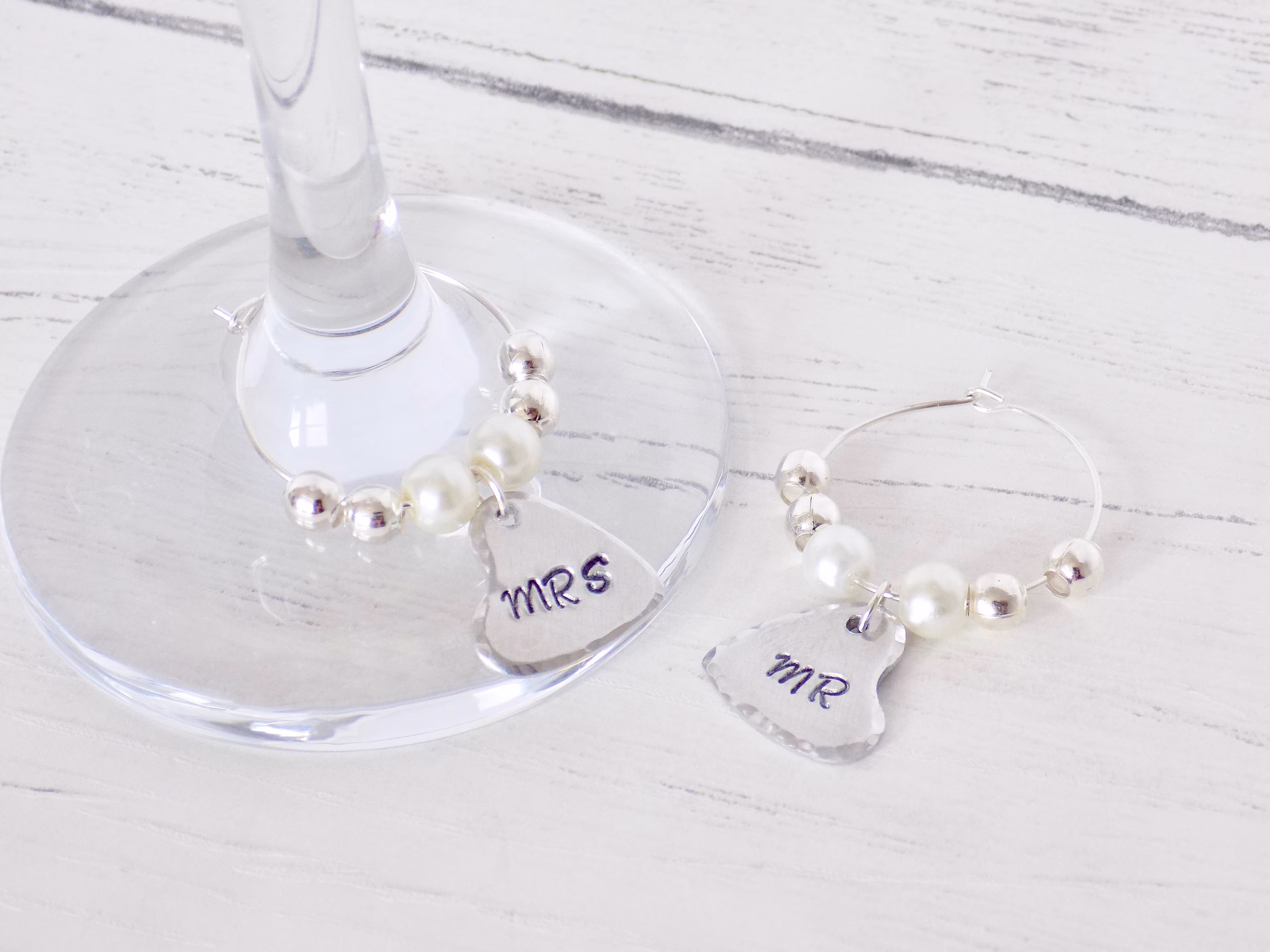 Mr & Mrs Wine Glass Charms, Wedding Charm, Present, Newly Weds Gift, Custom Markers, Bride Groom