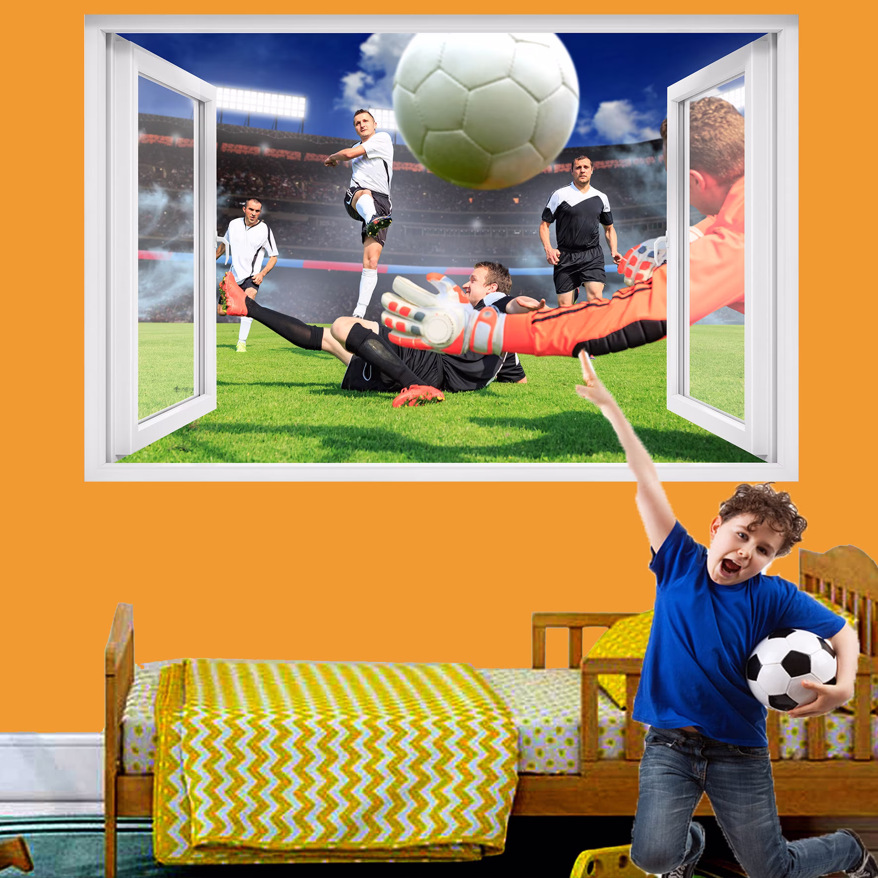 Football Players Match Stadium Wall Sticker Art Poster Mural Transfer Decal Print Room Home Nursery Office Shop Decor Id396