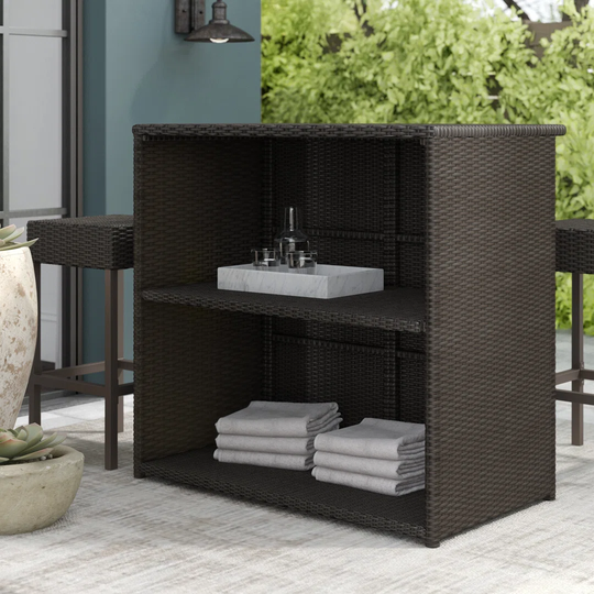 Hanya Bar Set with Iron Frame and Wicker Outer Material
