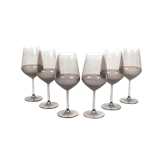 Hackney Set Of 6 Wine Glasses, Charcoal, 490 Ml