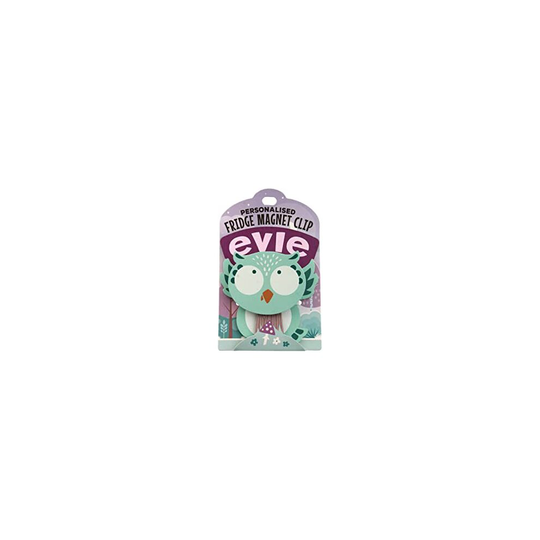 PERSONALISED TO THE NAME EVIE FRIDGE MAGNET CLIP OWL DESIGN