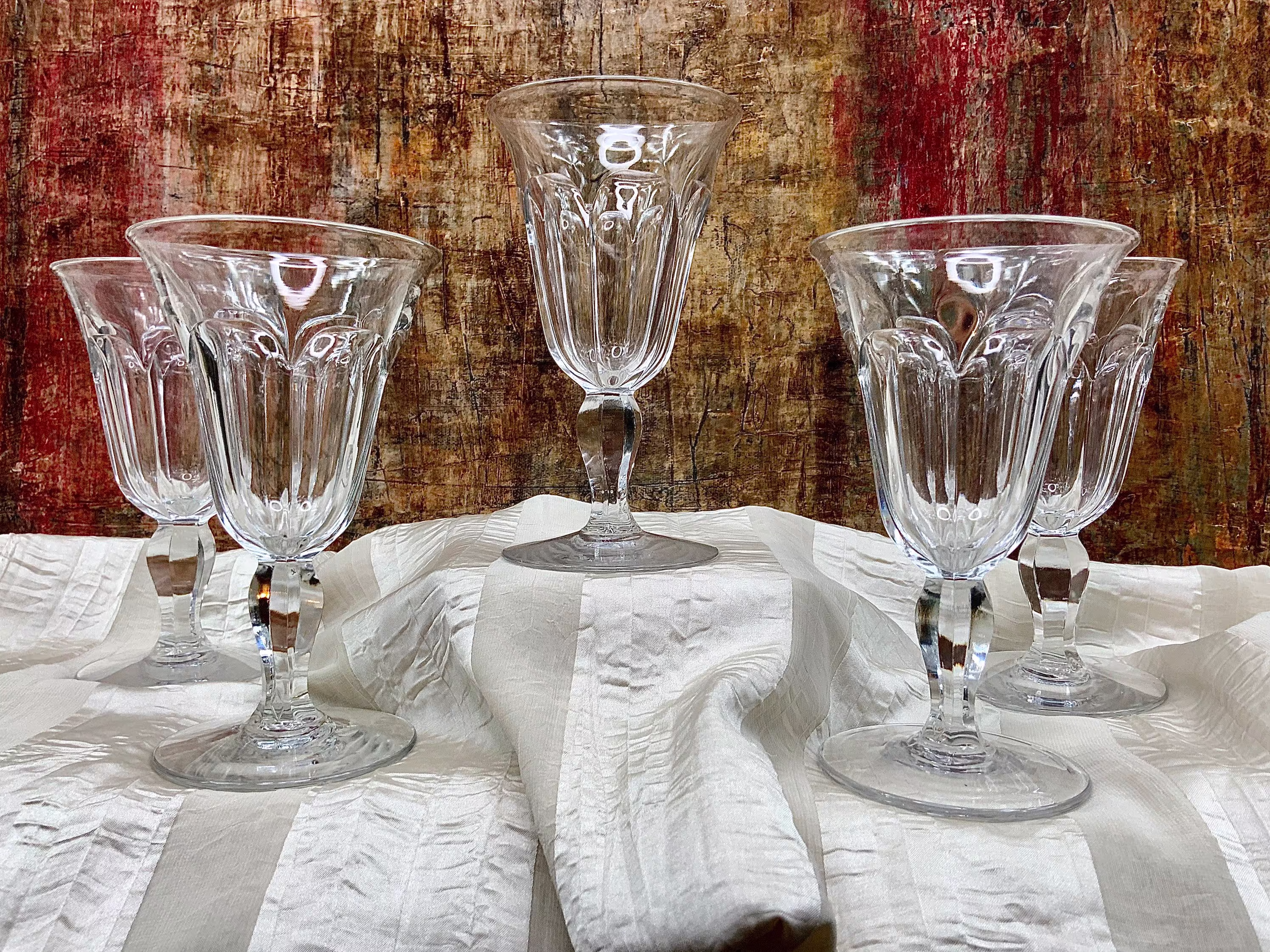 Heisey Colonial Clear Set Of 5, Champagne Glasses, Stem 359, Non Optic