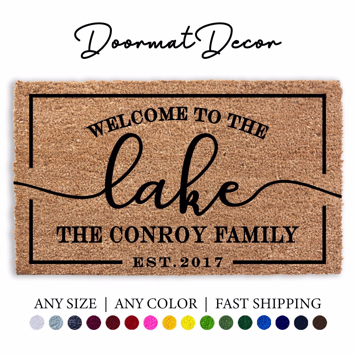 Welcome To The Lake Personalized Doormat, Decor, Outdoor Mat, Door Ocean Bay Beach Home Custom Rug