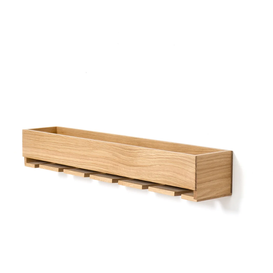 Denon 5 Bottle Solid Wood Wall Mounted Wine Bottle & Glass Rack in Oak
