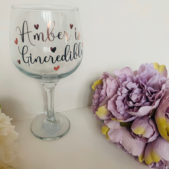Personalised Gincredible Gin Glass, Lover, Birthday Gift, Gift For Her, Balloon Bridesmaid Hen Party, G&t, Custom