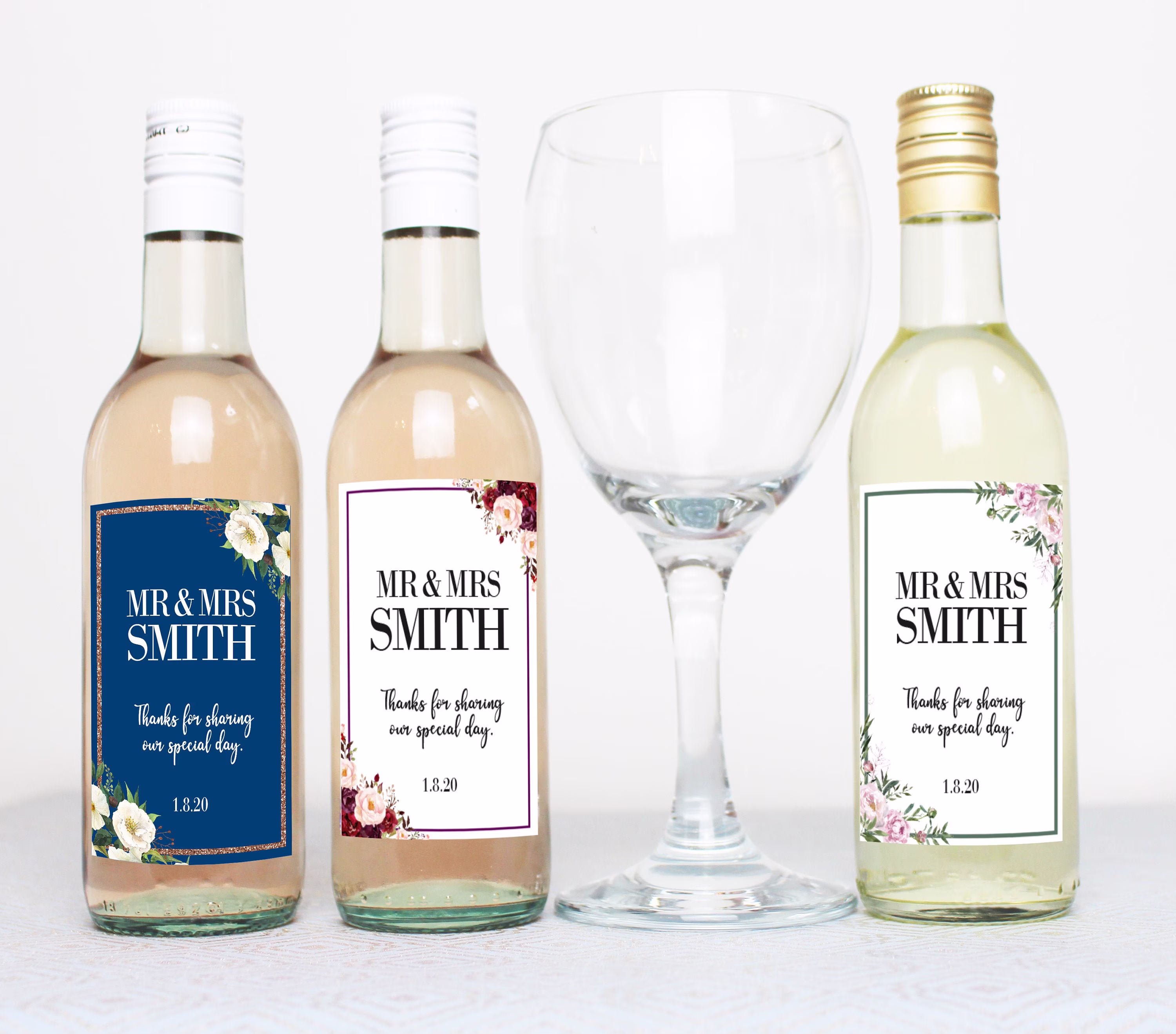 Mini Personalized Wine Bottle Labels - Wedding Guests in Bulk Favours Label